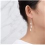 Boucles d'oreilles pendantes en argent sterling avec triple perle blanche