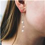 Boucles d'oreilles pendantes en argent sterling avec triple perle blanche