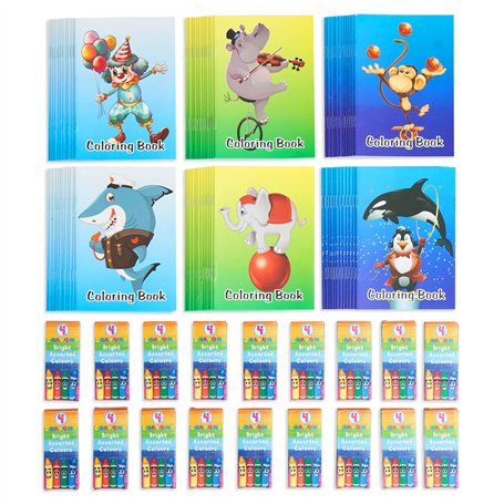 THE TWIDDLERS - 72 Petits Livres de Coloriage & 18 Boîtes de Crayons de Cire - Kermesse