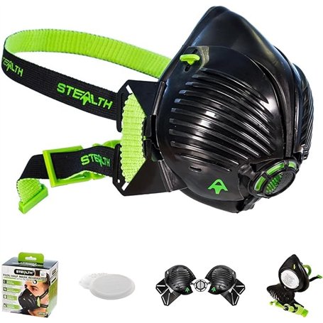 Masque de protection respiratoire Stealth P3 S/M avec filtres HEPAC remplaçables pour une sécurité optimale