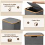 OUSFOT Panier à linge avec couvercle 105L corbeille a linge pliable avec sac à linge amovible panier a linge en bambou bac a lin