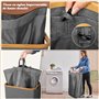 OUSFOT Panier à linge avec couvercle 105L corbeille a linge pliable avec sac à linge amovible panier a linge en bambou bac a lin