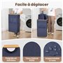 OUSFOT Bac à Linge avec Couvercle, 105L Grand Panier à Linge avec Poignées en Bambou, Corbeille à Linge en Tissu 600D Oxford Imp