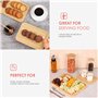 Belle Vous Lot de 3X Plateau Bambou - 2 Petits & 1 Grand Plateau Bois - Plateau de Service Bois de Bambou pour Buffets, Boissons