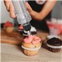 Anseom Seringue à Garniture en Acier Inoxydable, Presses à Pistolet à Gâteaux avec 6 Becs Seringue de Décoration pour Cupcakes, 