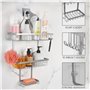 BELLE VOUS Argent Support de Douche Suspendu - 38 x 60 cm, 3-Niveaux Etagere Porte Douche et Savon a Suspendre - avec 3 paniers