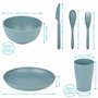 Belle Vous Kit Vaisselle Camping - Set Pique Nique 4 Pièces Vaisselle Plastique Reutilisable avec Assiette Bol Tasse et Couverts