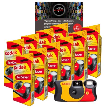Clikoze Lot d'appareils photo jetables – Comprend 10 paquets d'appareils photo Kodak Funsaver à usage unique 35 mm avec 27 poses