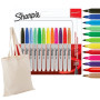 Sharpie Marqueurs permanents Pointe fine | Couleurs assorties | 12 unités | + Sac en coton