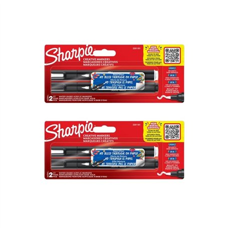 Sharpie Marqueur créatif acrylique Astuce Bullet | Noir et blanc | 2x BL2
