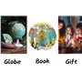 EXERZ Globe terrestre de 20 cm avec un livre « mon monde sauvage » 16 pages. Tourner, tourner, jouer, lire, découvrir les animau