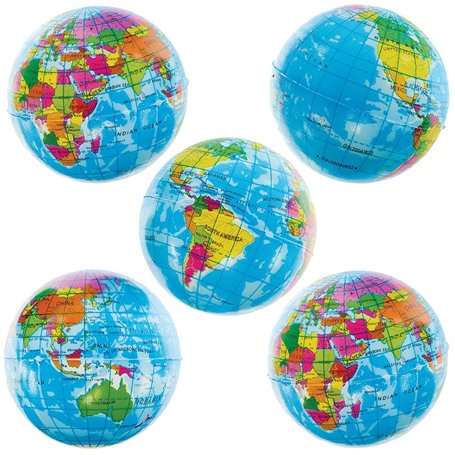 Baker Ross FN050 Globe Squeezy Balls - Lot de 5