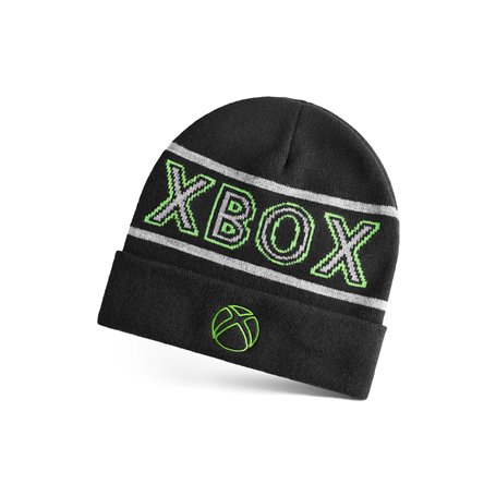 Xbox Bonnet pour garçon en Noir | Bonnet d’Hiver tricoté avec icône brodée pour Enfants | Bonnet Chaud à Revers pour Enfants