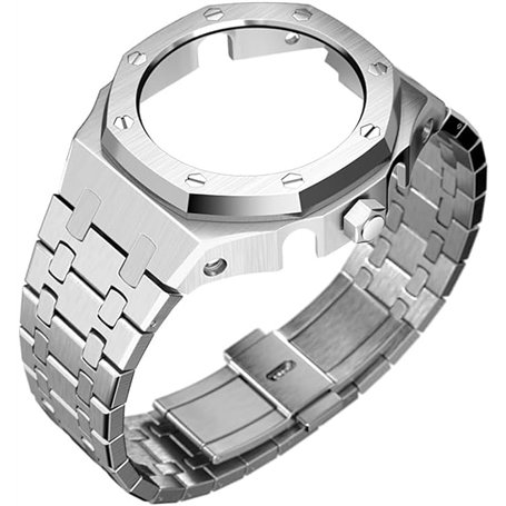 CasiOak GA2100 Bracelet de montre en métal et boîtier Mod Kit d'accessoires compatibles avec les montres Casio G-Shock GA2100/GA