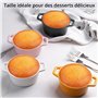 Winter Shore Mini Cocotte Individuelle de 270 ml en Porcelaine avec Couvercles & Poignées [Lot de 4] - Ramequin Four Empilable -