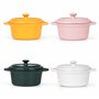 Winter Shore Mini Cocotte Individuelle de 270 ml en Porcelaine avec Couvercles & Poignées [Lot de 4] - Ramequin Four Empilable -