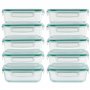 Winter Shore Boites Alimentaires Hermétiques avec Couvercles 630ml (10 pcs)- Récipients Meal Prep Verre Borosilicaté Sans BPA po