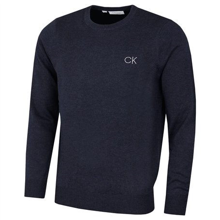 Calvin Klein Chandail À Col Rond pour Hommes Marine Chiné - M