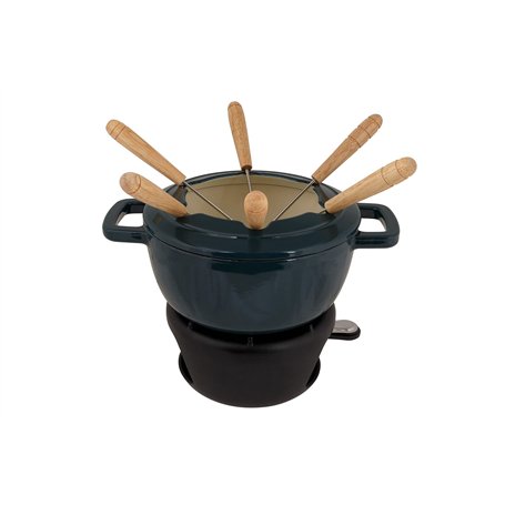 Cosy & Trendy Service à fondue en fonte "FONTESTIC" 6 personnes-Vert Héron-D18 Cm