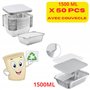 outihome Barquette Aluminium avec Couvercle Cartonné 1500 ml, Lot de 50 Pièces, Barquette Alimentaire Jetable Adapté pour Cuisso