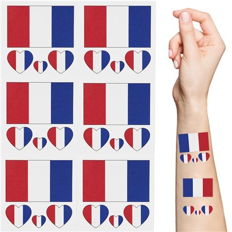 10 Pcs France Drapeau Tatouages Temporaires