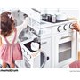 Mamabrum Grande Cuisine en Bois Enfant - Cuisine Jouet avec Four, Réfrigérateur, Lave-Linge, Tablier Chef, Accessoires - 81 x