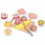 Mamabrum Fruits en Bois à Découper - Planche et Couteau en Bois, 6 Fruits avec Velcro, Trancher, Passe-Temps Culinaire pour Enfa