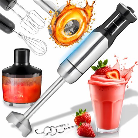 Retoo Mixeur plongeant 1200 W 15000 tr/min avec fonction turbo et 8 vitesses Col avec protection anti-éclaboussures Blender manu