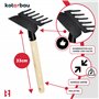 KOTARBAU® Râteau avec Houe Double Binette à 3 Dents avec Manche en Bois 33 cm Outil de Jardinage