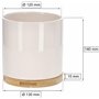 KOTARBAU® Pot de fleurs cylindrique en céramique Blanc Ø 13 cm avec base en bambou, Pot décoratif pour plantes d'intérieur et d'