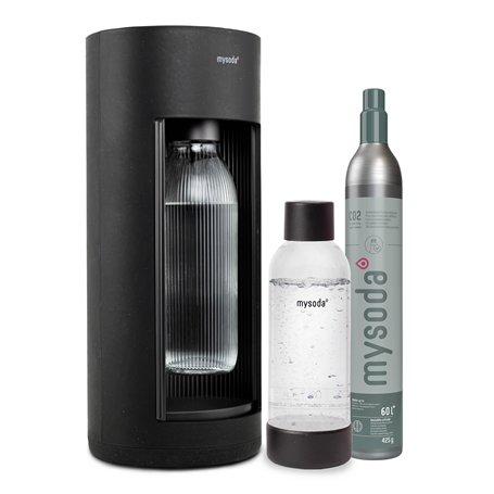 Mysoda : Glassy - Machine à eau pétillante en composite de bois avec 1 bouteille de gazéification en verre d'1 L