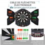 HOMCOM Cible Jeu de fléchettes électronique 27 Jeux jusqu'à 8 Joueurs LED Haut-Parleur Noir