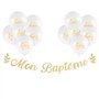 12 Ballons Mon Baptême et Bannière Banderole Pailleté Papier Baby Shower Guirlande Bunting Banner DIY Décoration Suspendue Festo