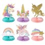 BETESSIN Lot de 6 Licorne Arc-en-ciel Décorations de Table Centre de Table en Nid d'Abeille pour Anniversaire Baby Shower Baptêm