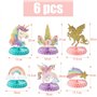 BETESSIN Lot de 6 Licorne Arc-en-ciel Décorations de Table Centre de Table en Nid d'Abeille pour Anniversaire Baby Shower Baptêm