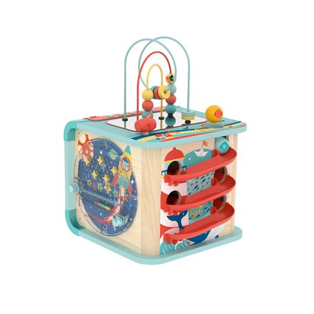 Hape Cube de Motricité Magique - Centre d'Activité Enfant 1 an - 5 Faces d'Activités - Animaux
