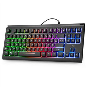 Rii RK104 Clavier Gamer Filaire rétroéclairage Clavier AZERTY de 2 Zones Compact de 87 Touches pour Ordinateur de Bureau pour PC