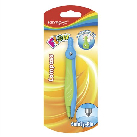 KEYROAD Boîte compas en plastique dans un étui pastel