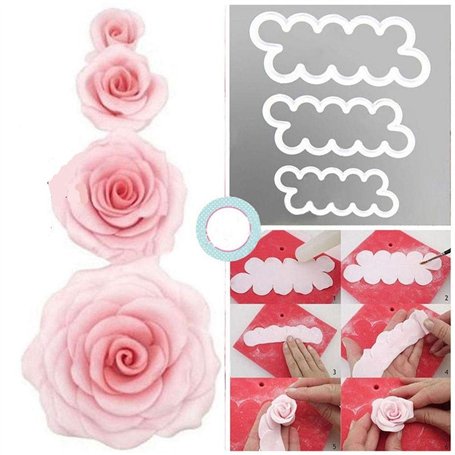 CHSYOO Set de 3 tailles gâteau roses cookie cutter