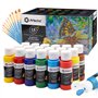 Artecho Ensemble de peinture acrylique 18 couleurs 59 ml avec 10 pinceaux