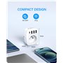 LENCENT Prise Secteur Multiple, Chargeur Multiprises avec 1 Sortie AC, 1 USB C et 3 Ports USB, Murale Electrique Compatible avec