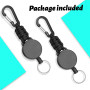 AiQInu 2 pièces Porte Clef Retractable, Porte Badge Enrouleur, Porte Badge Retractable, Porte Clef Extensible Cable Acier 60cm,