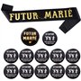 Décoration EVG 1Pc Écharpe 12Pcs Badges Futur Marié Équipe du Marié Accessoire Déguisement Cadeau pour Enterrement de Vie de Gar