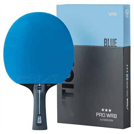 STIGA Raquette de Ping Pong Pro WRB Blue Edition - Raquette Tennis de Table 3 Étoiles avec Revêtement Bleu