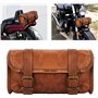 american blue Sacoche de guidon en cuir marron pour selle et moto - Sac à outils de vélo - Sac d'accessoires de voyage en cuir (