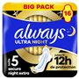 Always Ultra Serviettes Menstruelles Secure Night Extra (taille 5) Avec Ailettes 16 Serviettes