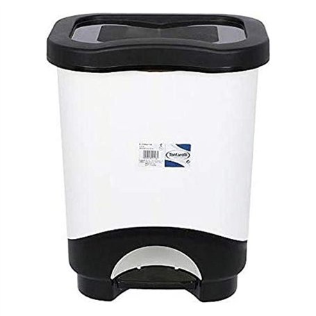 Tontarelli Seau à déchets avec pédale Noir Blanc