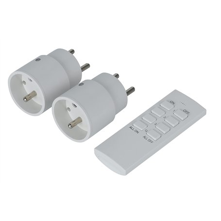 Electraline 48502 Prise électrique télécommandée (2 pièces) sans fil pour contrôler à distance (70 mètres de portée max) lampes