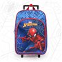 PERLETTI Spiderman Sac à Dos avec Roues pour Enfant - Sac à roulettes Amovible Garçon Bleu et Rouge École Maternelle - Cartable 