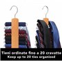 IPEA Élégant Porte-Cravate en Bois avec 20 Barres – Porte-Cravates au Design Minimal – Cintre pour accrocher Ceintures, écharpes